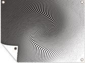 Muurdecoratie buiten Een zwart-wit illustratie van een patroon - 160x120 cm - Tuindoek - Buitenposter