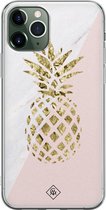 Casimoda® hoesje - Geschikt voor iPhone 11 Pro Max - Ananas - Siliconen/TPU telefoonhoesje - Backcover - Ananas - Roze