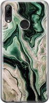 Casimoda® hoesje - Geschikt voor Huawei P Smart (2019) - Groen marmer / Marble - Siliconen/TPU - Soft Case - Groen - Marmer