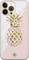 Casimoda® hoesje - Geschikt voor iPhone 13 Pro Max - Ananas - Siliconen/TPU telefoonhoesje - Backcover - Ananas - Roze