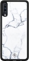 Casimoda® hoesje - Geschikt voor Samsung Galaxy A50 - Marmer Grijs - Luxe Hard Case Zwart - Backcover telefoonhoesje - Grijs