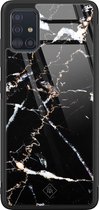 Casimoda® hoesje - Geschikt voor Samsung Galaxy A71 - Marmer Zwart - Luxe Hard Case Zwart - Backcover telefoonhoesje - Zwart