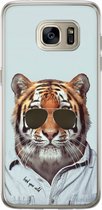 Casimoda® hoesje - Geschikt voor Samsung S7 Edge - Tijger Wild - Backcover - Siliconen/TPU - Blauw