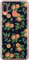 Casimoda® hoesje - Geschikt voor Samsung A20e - Fruit / Sinaasappel - Backcover - Siliconen/TPU - Zwart