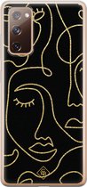 Casimoda® hoesje - Geschikt voor Samsung S20 FE - Abstract Faces - Backcover - Siliconen/TPU - Zwart
