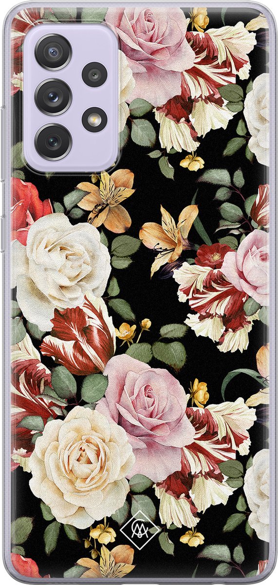 Casimoda® hoesje - Geschikt voor Samsung A72 - Bloemen flowerpower - Backcover - Siliconen/TPU - Multi