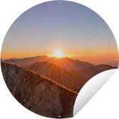 Tuincirkel Berg - Landschap - Zon - 60x60 cm - Ronde Tuinposter - Buiten