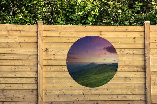 Garden Circle Berg - Herbe - Paysage - Soir - 120x120 - Affiche de Jardin Ronde - Extérieur