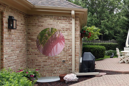 Garden Circle Plant - Été - Tropical - Rose - 90x90 - Affiche de Jardin Ronde - Extérieur - XXL