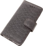 Made-NL Handgemakte Geschikt voor Samsung Galaxy A50s book case antraciet slangenprint leer robuuste hoesje