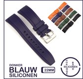 22mm Rubber horlogeband Blauw passend op o.a Casio Seiko Citizen en alle andere merken - 22 mm Bandje - Horlogebandje horlogeband, Siliconen