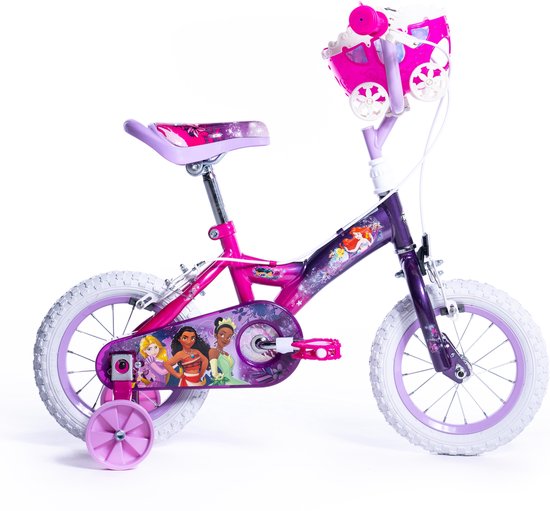 Officiële Disney prinsessenfiets 3-5 jaar Meisjesfiets Inclusief zijwieltjes 12 Inch met snelkoppeling eenvoudige montage - Princess Kinderfiets