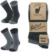GoWith-wollen sokken-alpaca sokken-huissokken-2 paar-warme sokken-wintersokken-thermosokken-huissokken kinderen-kleur grijs-antraciet-27-30