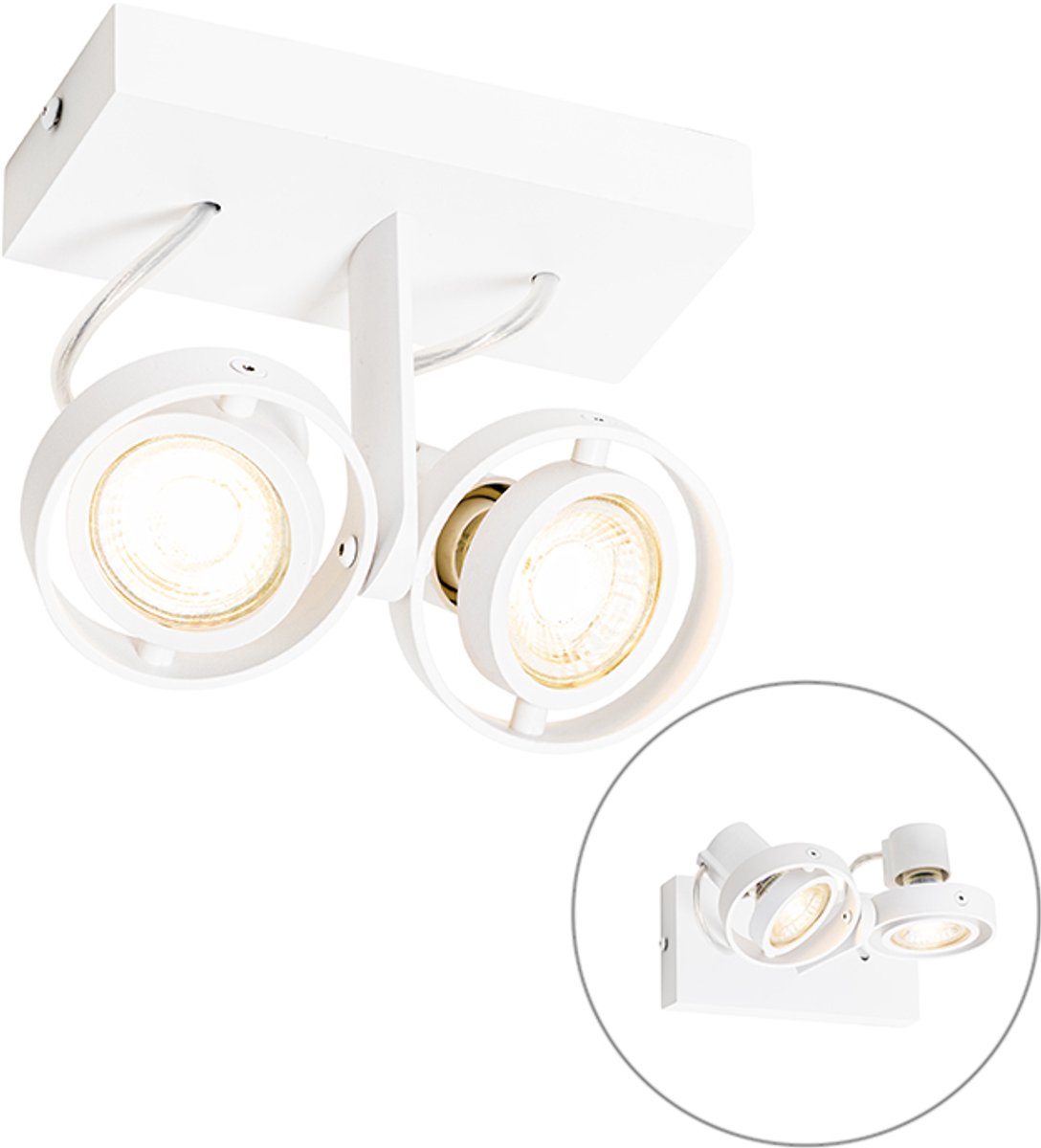 QAZQA master - Moderne Plafondspot | Spotje | Opbouwspot - 2 lichts - L 15.6 cm - Wit - Woonkamer | Slaapkamer | Keuken