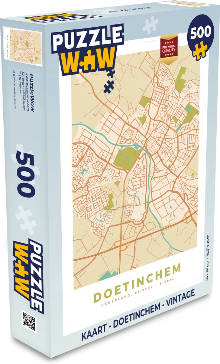 Puzzel Kaart - Doetinchem - Vintage - Legpuzzel - Puzzel 500 stukjes