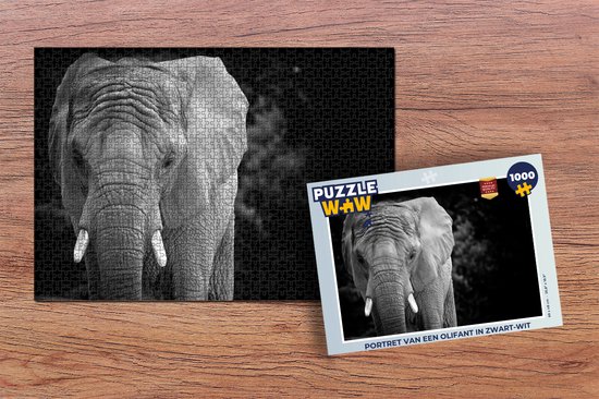 Puzzle un éléphant en noir et blanc - Puzzle - Puzzle 1000 pièces adultes |  bol