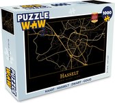 Puzzel Kaart - Hasselt - Zwart - Goud - Legpuzzel - Puzzel 1000 stukjes volwassenen