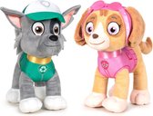 Paw Patrol knuffels setje van 2x karakters Rocky en Skye 27 cm - Kinder speelgoed hondjes cadeau