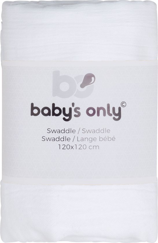Baby's Only Baby swaddle - Inbakerdoek - Hydrofiele doek Breeze - Wit - 120x120 cm - 100% katoen van Baby's Only — afbeelding 5