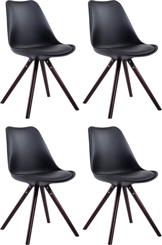 CLP Toulouse Set van 4 stoelen - Rond - Kunstleer zwart cappuccino