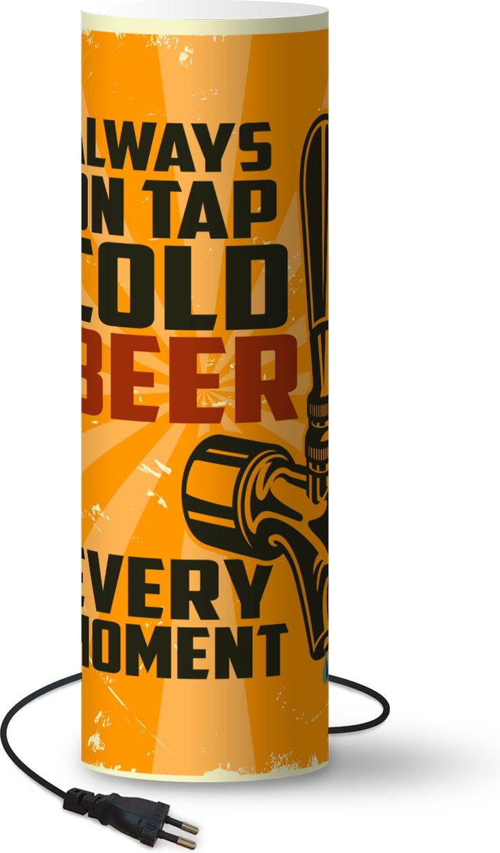 Lamp - Nachtlampje - Tafellamp slaapkamer - Mancave - Bier - Oranje - Vintage - 50 cm hoog - Ø15.9 cm - Inclusief LED lamp