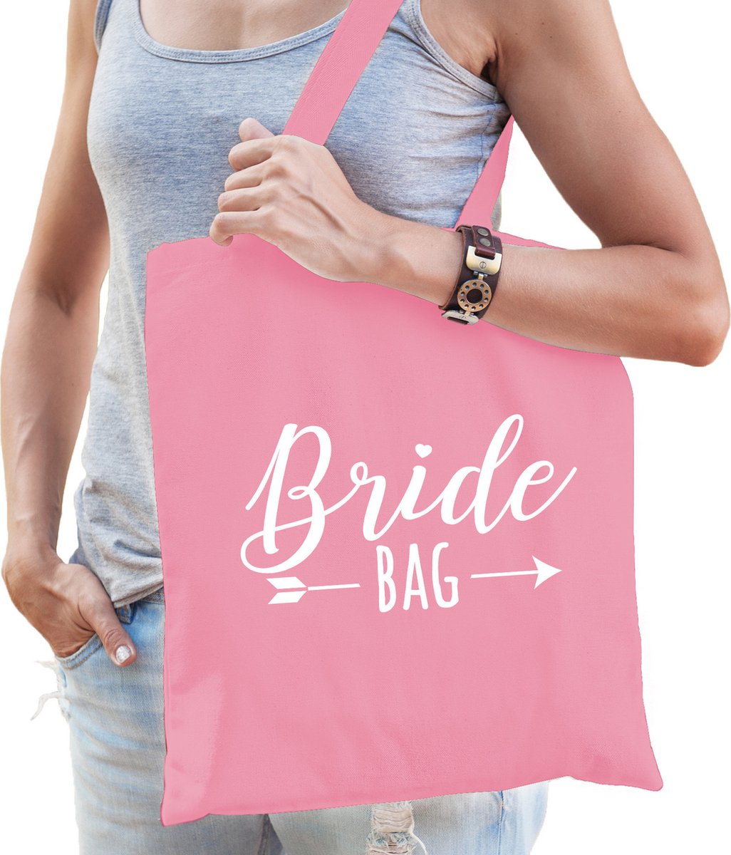 Katoenen tasje bride bag licht roze dames - Accessoires bruiloft