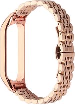 Stalen Smartwatch bandje - Geschikt voor Xiaomi Mi Band 7 metalen bandje - rosé goud - Strap-it Horlogeband / Polsband / Armband