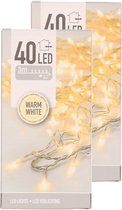 Set de 2 x guirlandes lumineuses de Noël cordon transparent avec 40 lumières blanc chaud 300 cm - Lumières de Noël/Lumières de Noël - intérieur/extérieur