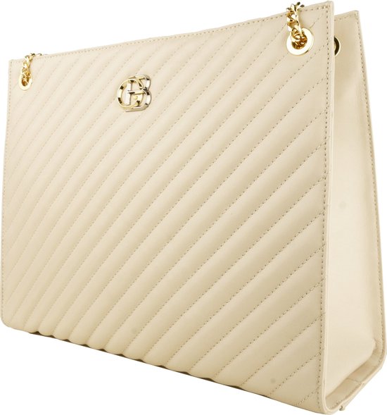 Beige Calfskin Shoulder Bag