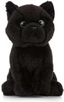 Pluche zwarte Bombay kat/poes knuffel 16 cm - Katten/poezen artikelen - Huisdieren knuffels - Speelgoed voor kinderen