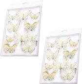 30x stuks decoratie vlinders op clip geel 5 tot 8 cm - vlindertjes versiering - Kerstboomversiering