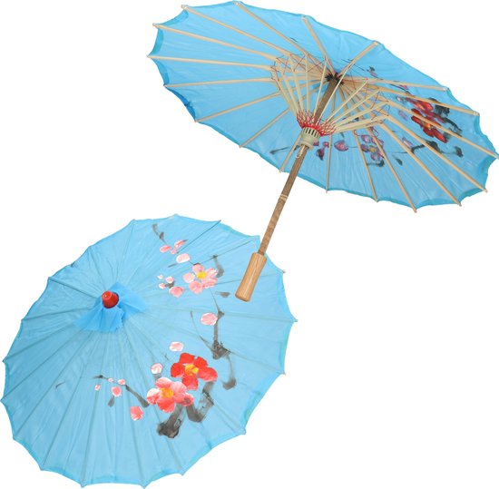 2x stuks chinese paraplu/parasol lichtblauw 40 cm - Decoratie Chinees thema  | bol.com