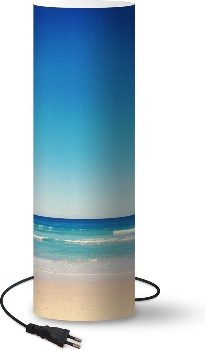 Lamp - Nachtlampje - Tafellamp slaapkamer - Strand - Zee - Blauw - 50 cm hoog - Ø15.9 cm - Inclusief LED lamp