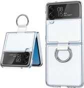 Ring Kickstand Back Cover Transparant Hoesje Geschikt voor Samsung Galaxy Z Flip 4