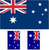 Landen vlaggen versiering set Australie 2x artikelen vlag 90 x 150 cm en een vlaggetjes lijn van 3 meter
