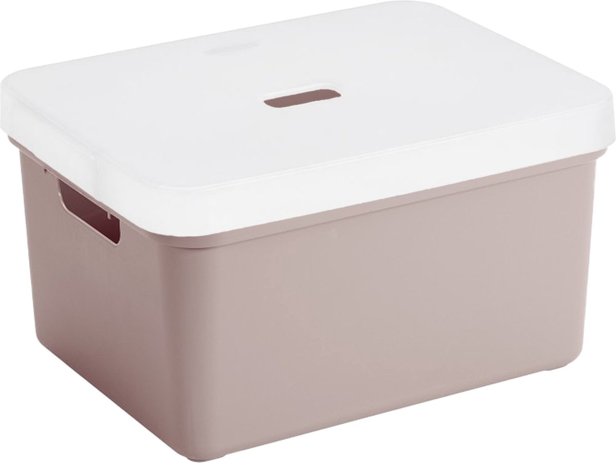 Sunware opbergbox/mand/kist van 32 liter oud roze kunststof met transparante deksel - 45 x 35 x 24 cm