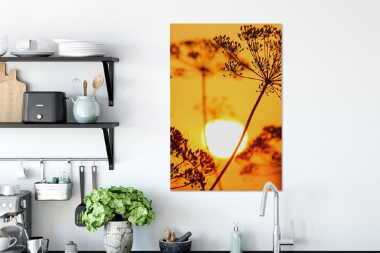 OneMillionCanvasses - Toile - Peinture - Soleil - Plantes - Oranje - Horizon - Photo sur toile - Toile - 40x60 cm - Décoration murale