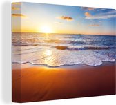 OneMillionCanvasses - Canvas - Schilderij - Strand - Zee - Zon - Horizon - Schilderijen op canvas - Foto op canvas - 80x60 cm - Woonkamer