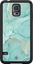 Casimoda® hoesje - Geschikt voor Samsung Galaxy S5 - Marmer mint groen - Zwart TPU Backcover - Marmer - Mint