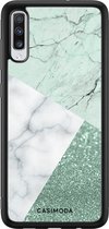 Casimoda® hoesje - Geschikt voor Samsung Galaxy A70 - Minty Marmer Collage - Zwart TPU Backcover - Marmer - Mint