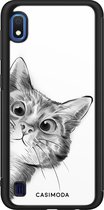 Casimoda® hoesje - Geschikt voor Samsung Galaxy A10 - Peekaboo - Zwart TPU Backcover - Kat - Zwart