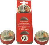 Rode raamtape kerstversiering op rol 10 meter set van 2 - raamversiering / raam plakband