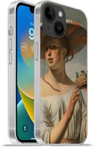 Geschikt voorApple Iphone 14 - Softcase hoesje - Meisje met een brede hoed - Schilderij van Caesar Boëtius van Everdingen - Siliconen Telefoonhoesje