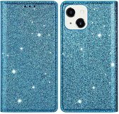 Coverup Glitter Book Case - Geschikt voor iPhone 14 Hoesje - Blauw