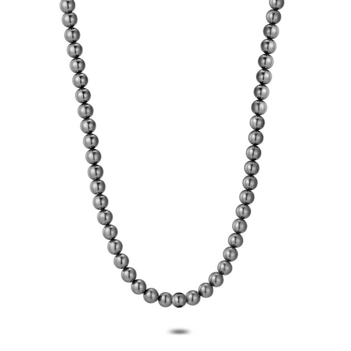 Twice As Nice Halsketting in zilver, grijze parels, 8 mm 50 cm+5 cm