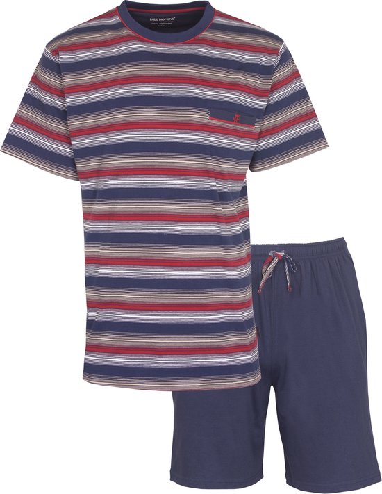Paul Hopkins Heren Shortama - Pyjama Set - 100% Katoen - Blauw- Maat 3XL