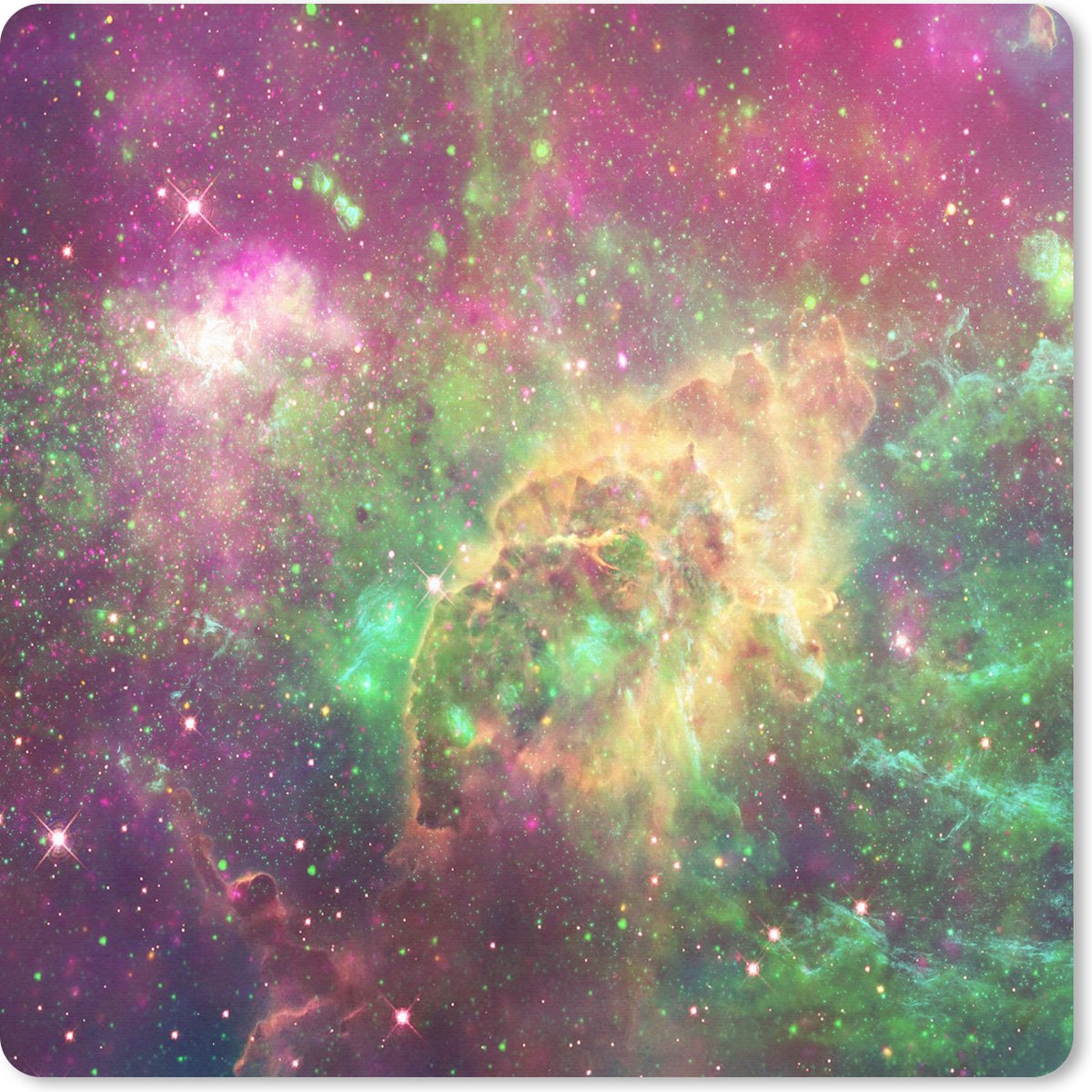 Muismat 20x20 cm - Mousepad Ruimte - Sterren - Kleuren - Muismatten