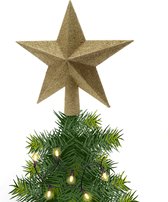 Kerstboom piek/topper - goud glitter - H19 cm - kunststof