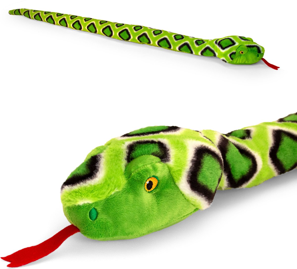 Keel Toys slang knuffel - pluche - groen - 100 cm - dier - cadeau Knuffelbeest - reptiel - speelgoed