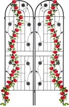 Relaxdays plantenklimrek - set van 2 - plantenrek - 180 x 50 cm - trellis - metaal - zwart